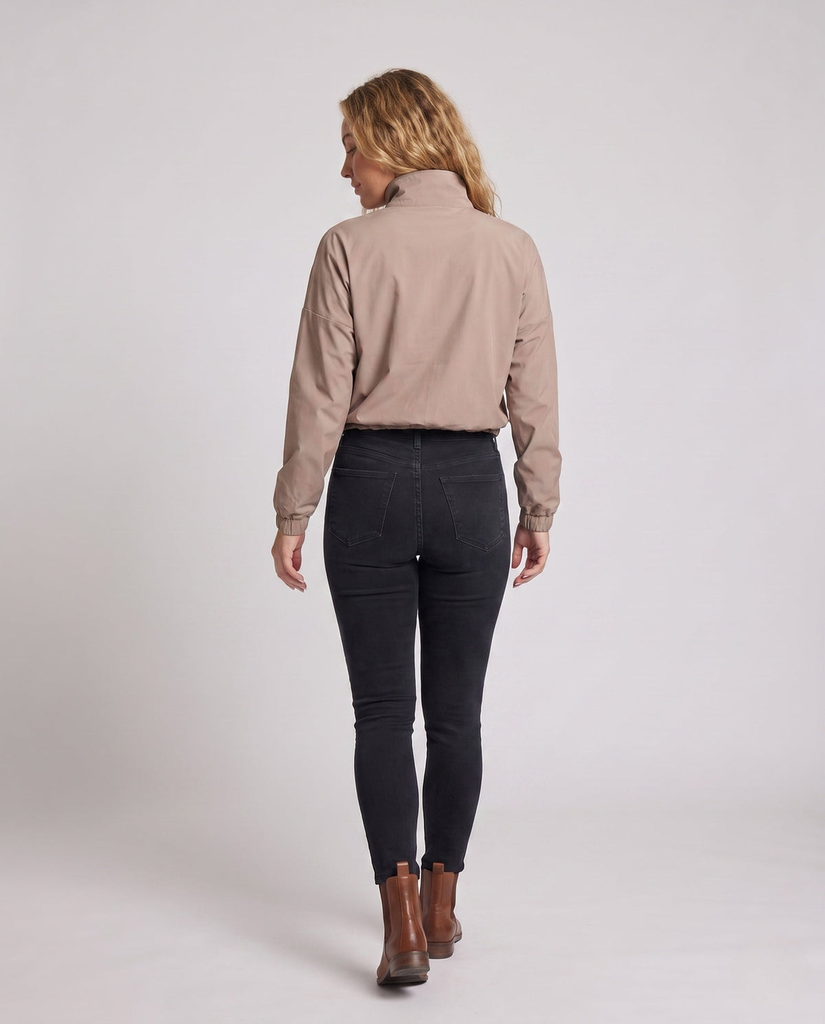 Women's nan ultra-light short-cut training jacket with zipper and drawstring All Fashion - back view