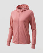 Women's ultra-light running hooded jacket with micro-perforated fabric, elastic hem, and slim fit All Fashion - product shot