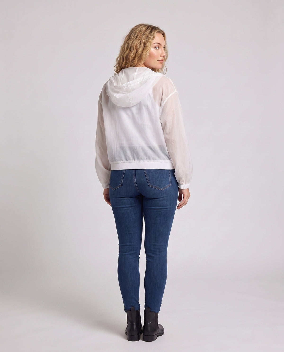 Women's ultra-light transparent hooded jacket with zipper All Fashion - back view