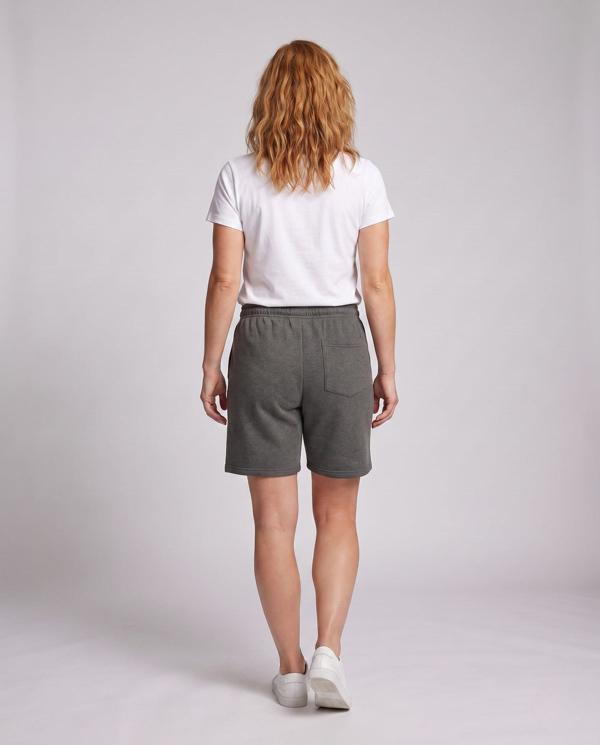 Women comfortable Relaxed-Fit Shorts with adjustable waistband - back view
