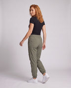 Women's comfortable and casual cargo pants with elastic waistband - back view