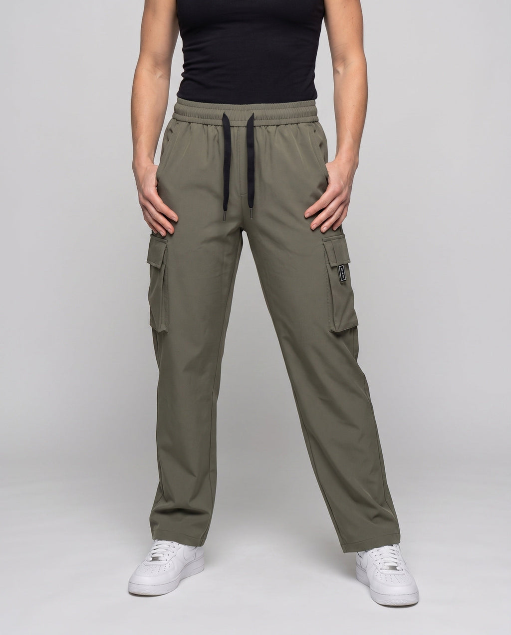 Women's Casual Cargo Pants with Practical Pockets - lower body view