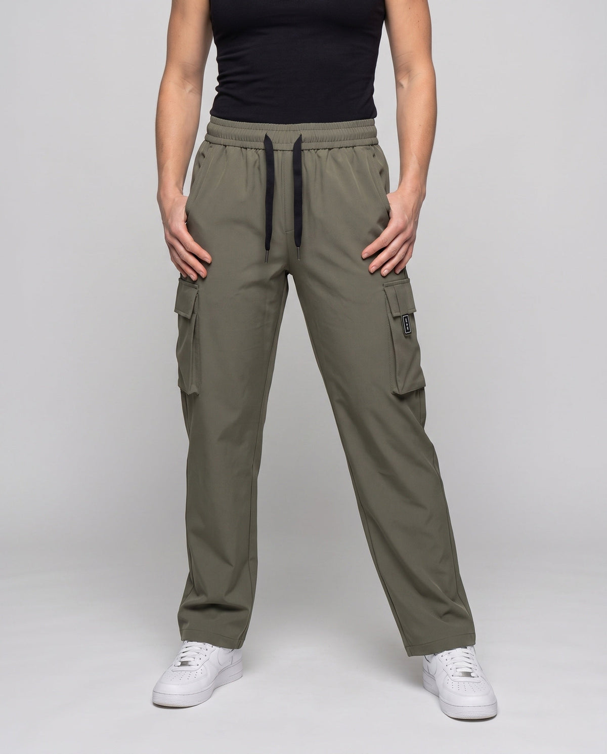 Women's Casual Cargo Pants with Practical Pockets - lower body view