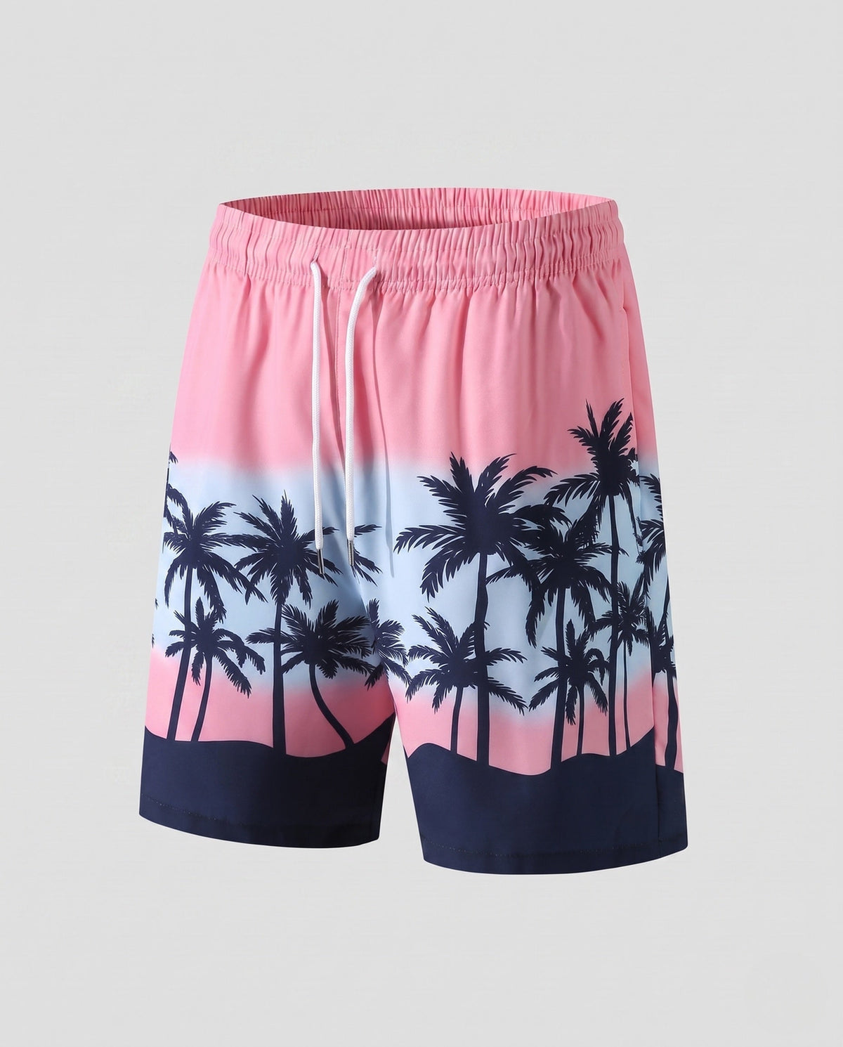 Women's stylish swim shorts with tropical pattern - product shot