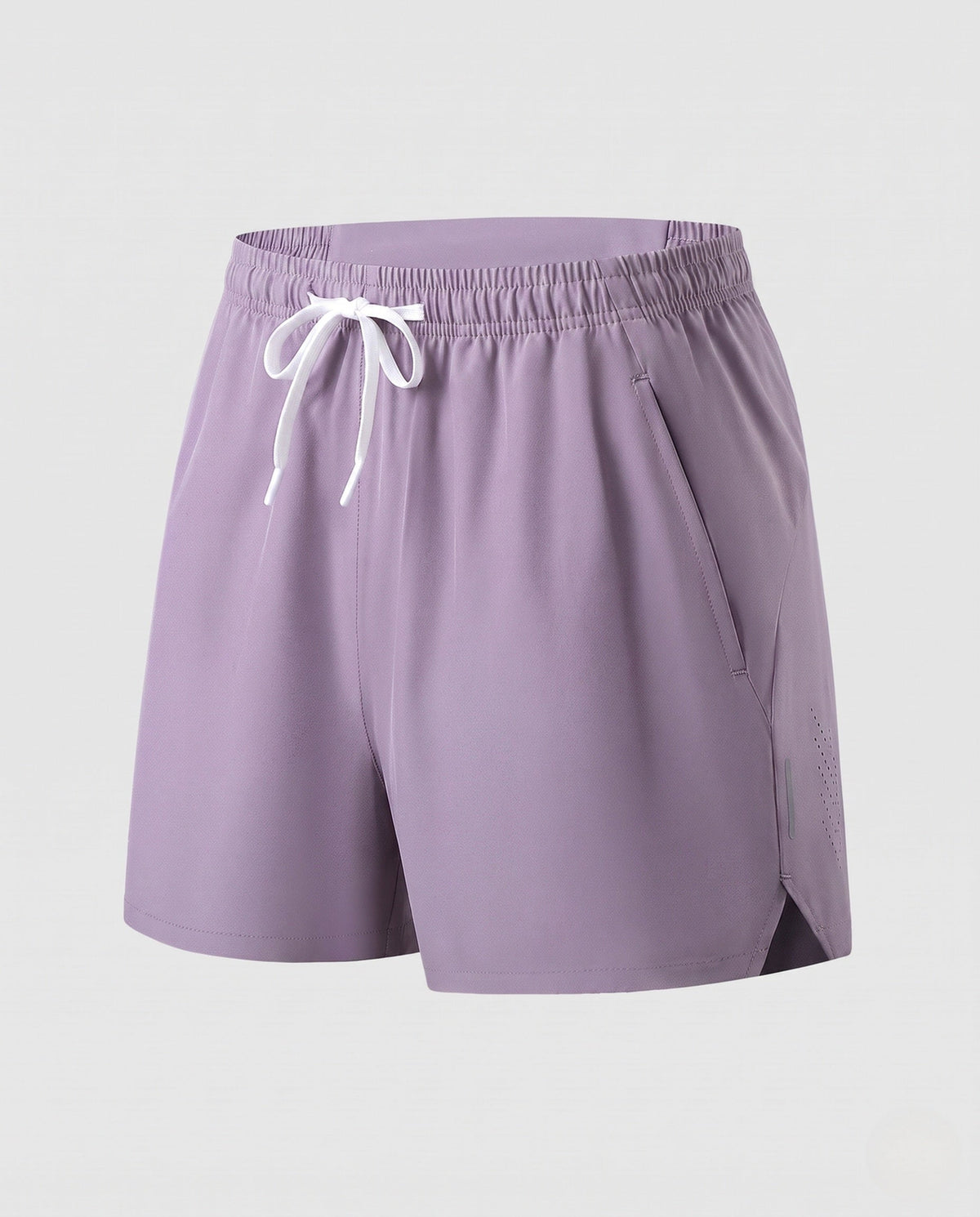 Women's sporty running shorts with elastic waistband and breathable inserts - product shot