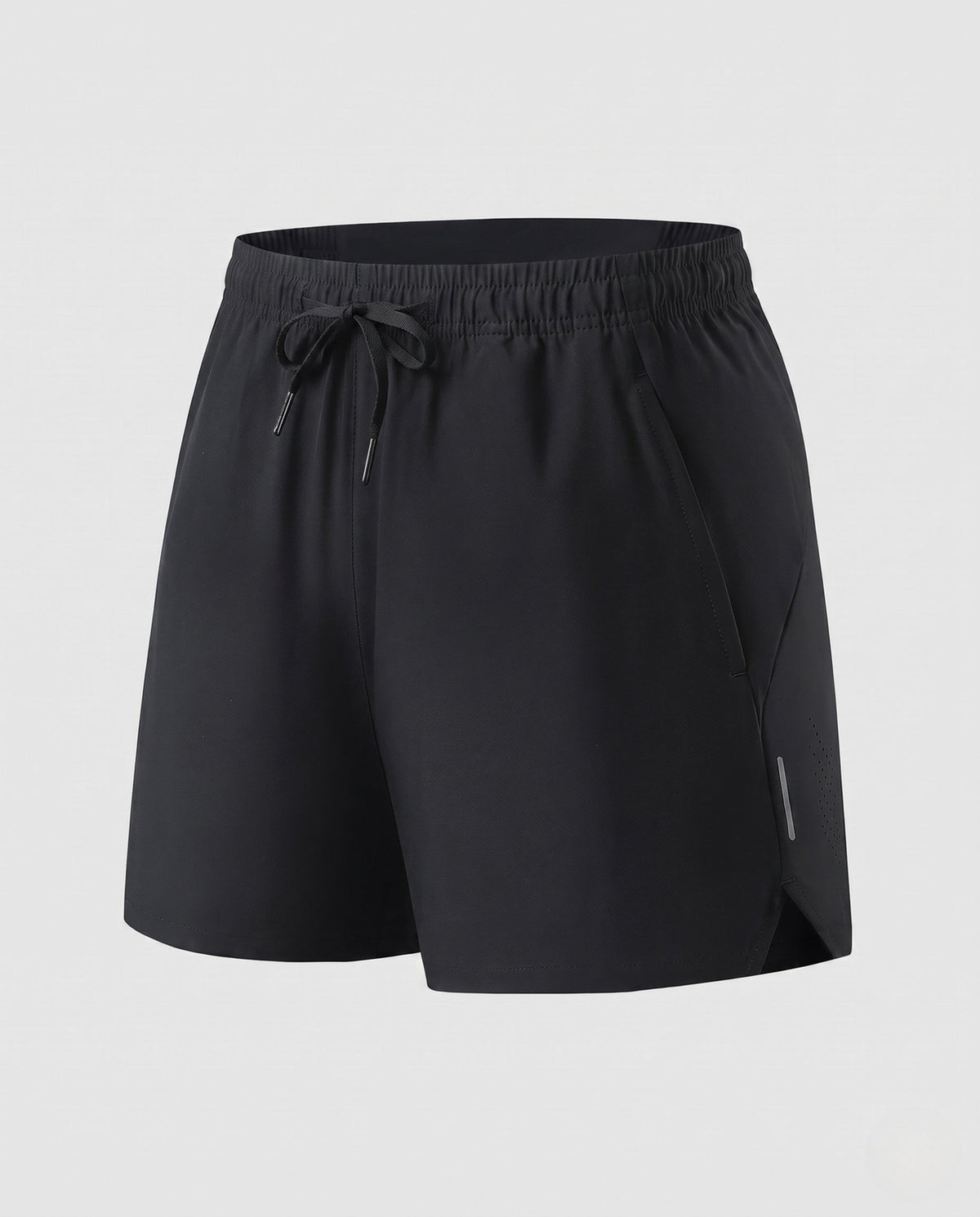 Women's sporty running shorts with elastic waistband and breathable inserts - product shot