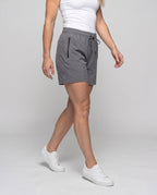 Women's sporty shorts with elastic waistband and breathable material - lower body view