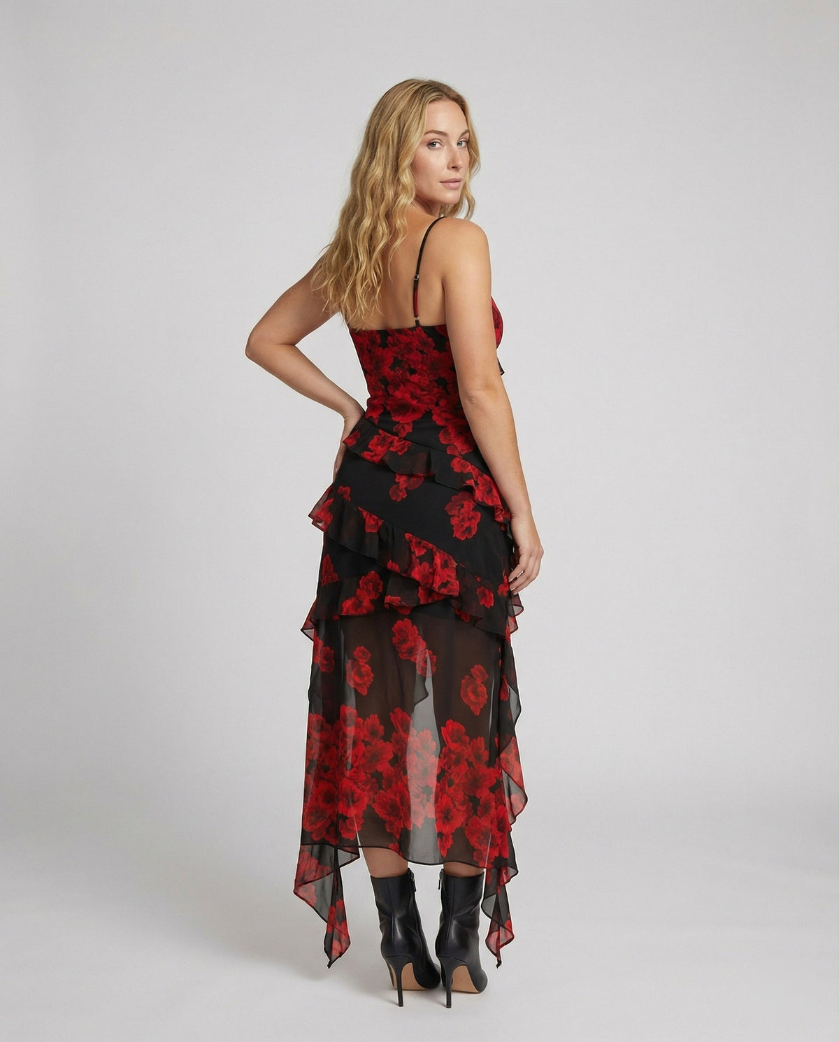 Women Playful Mini Dress with Asymmetrical Cut and Exciting Floral Design