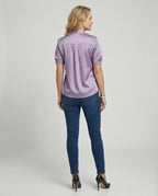 Satin Blouse Top Women with Tie Collar