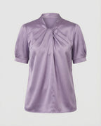 Satin Blouse Top Women with Tie Collar