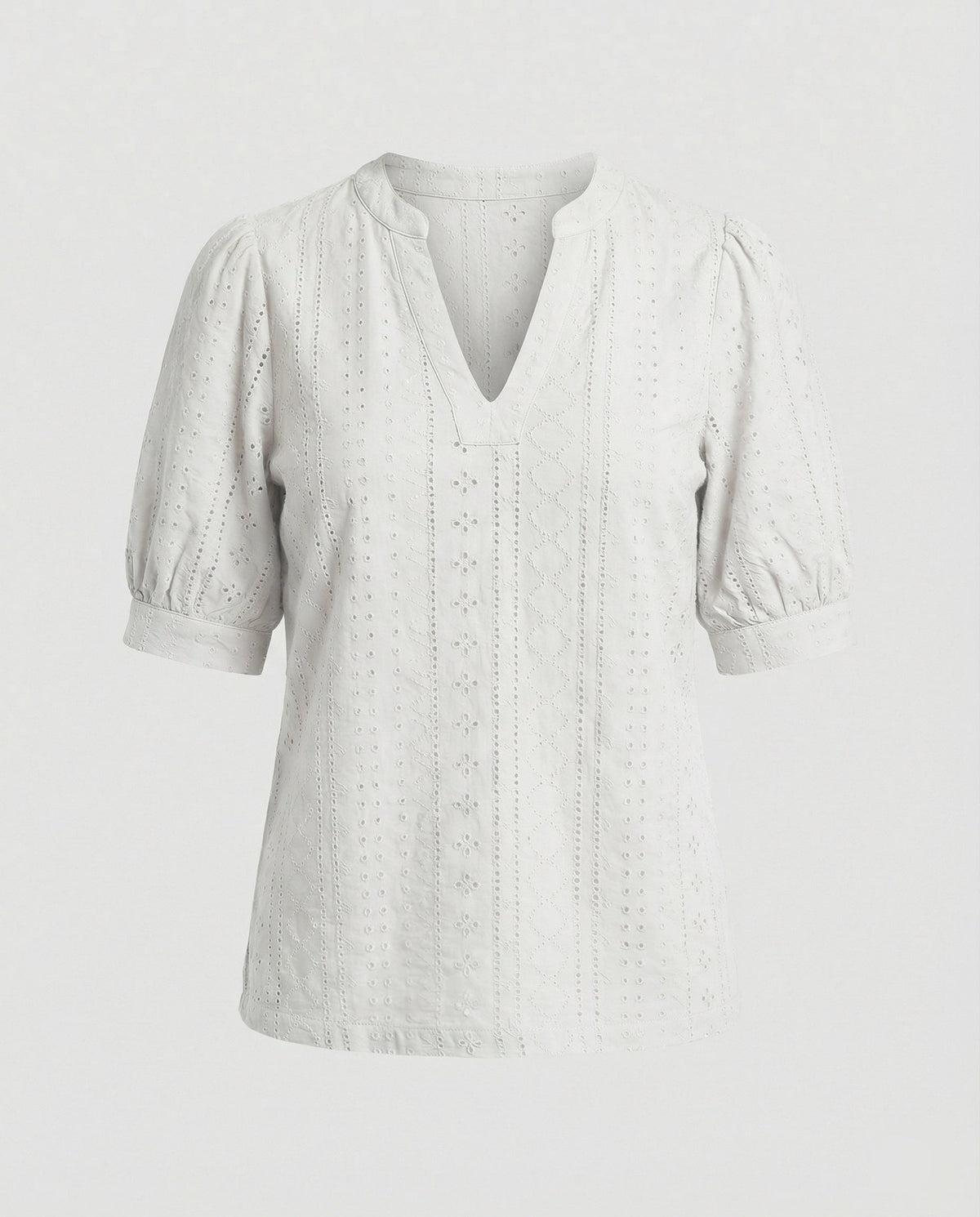 Ladies Lace Embroidery Blouse Top with Puff Sleeves
