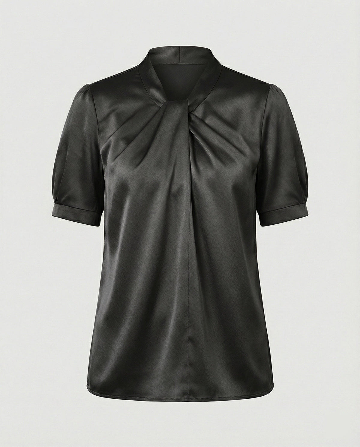 Satin Blouse Top Women with Tie Collar