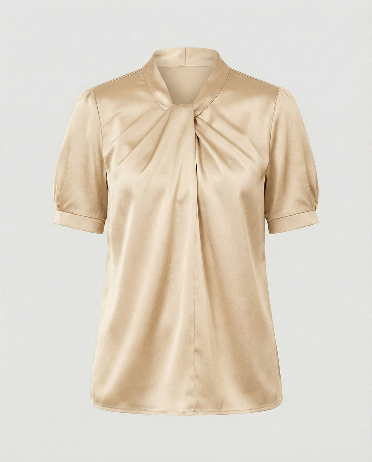 Satin Blouse Top Women with Tie Collar