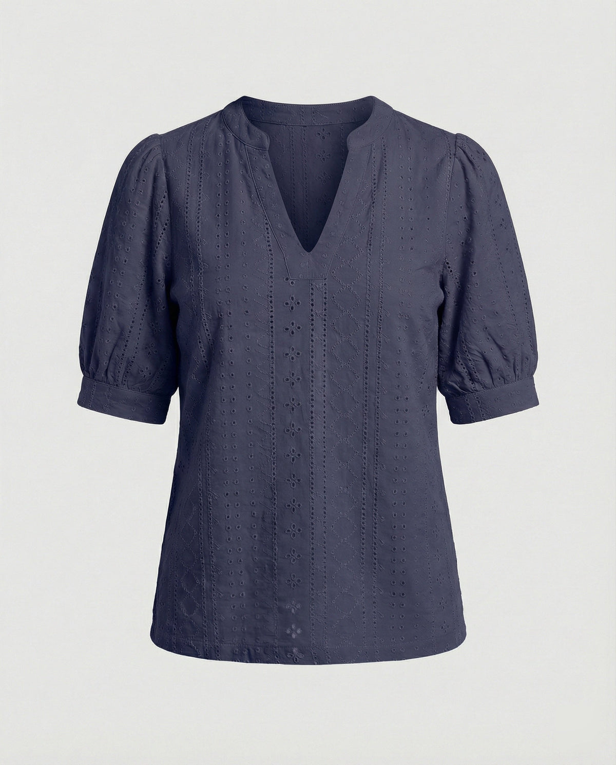Ladies Lace Embroidery Blouse Top with Puff Sleeves