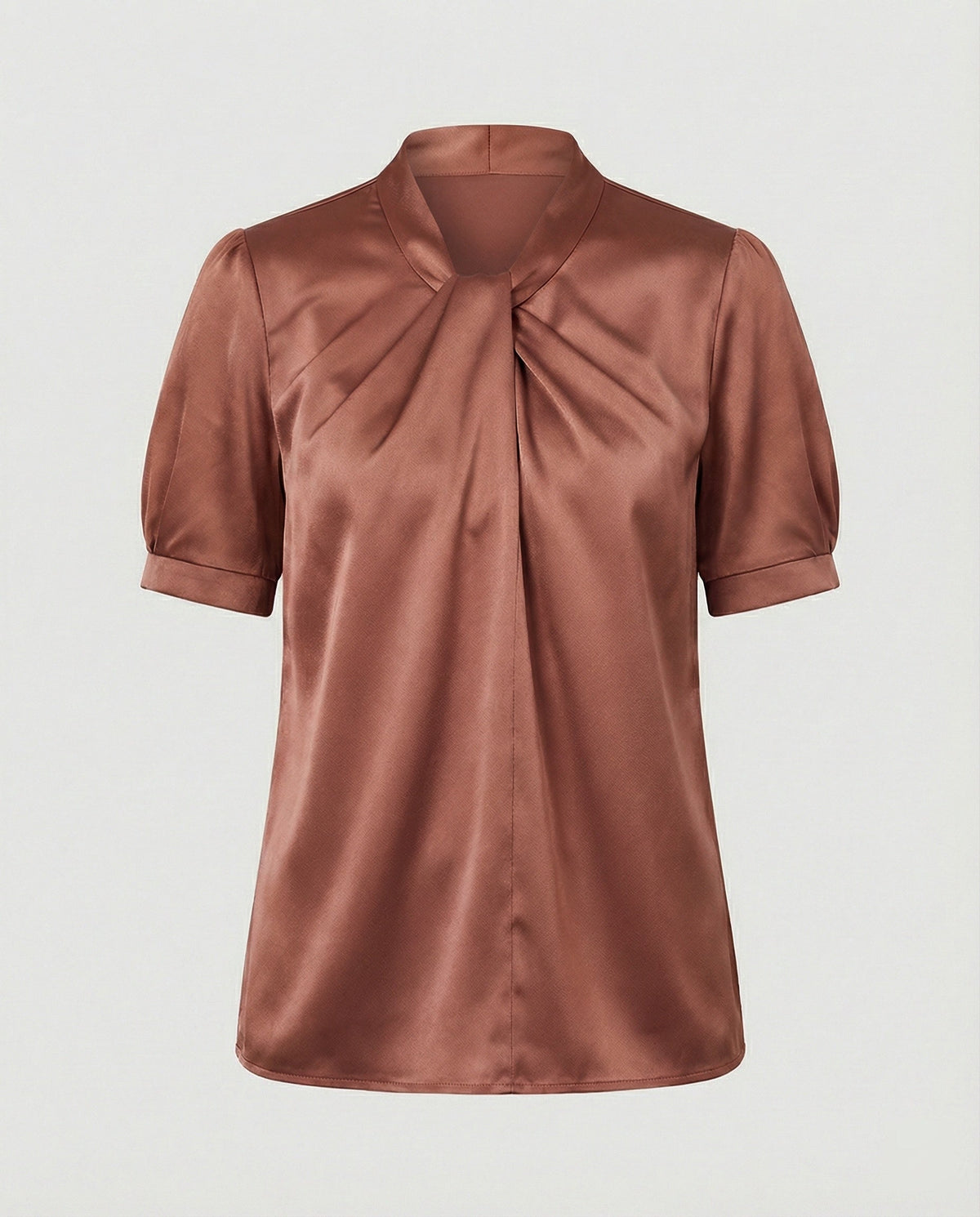 Satin Blouse Top Women with Tie Collar