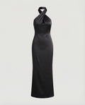 Women's Elegant Evening Dress with Asymmetrical Halter Neck and Figure-Flattering Cut