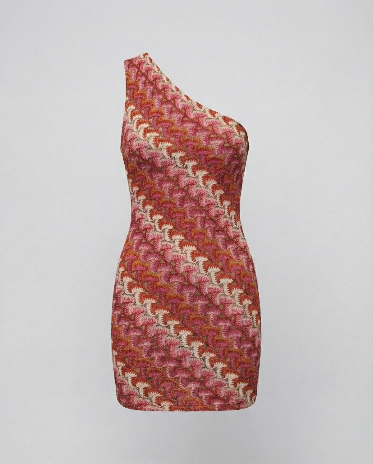 Women's asymmetrical mini dress with modern wave pattern