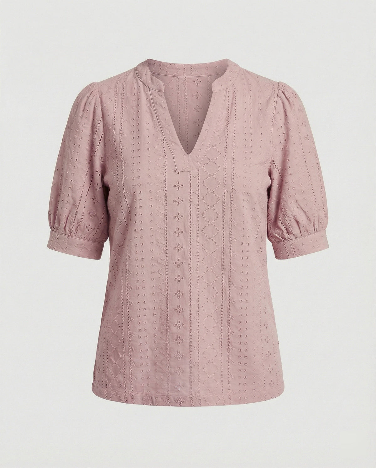 Ladies Lace Embroidery Blouse Top with Puff Sleeves
