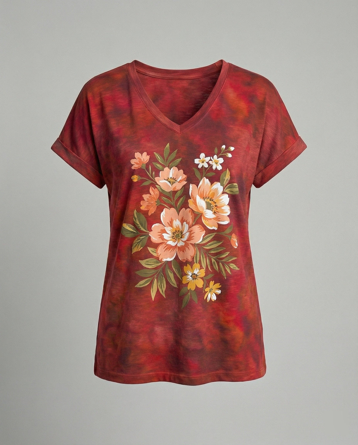 Blouses Tunic V-Neck Women Floral