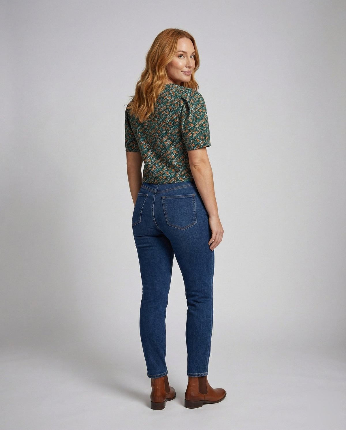 Women Casual Short Sleeve Blended Fabric Blouse Top - back view