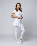 Women Sporty Sewn Bell Skirt Stretch Sporty Leggings - front view