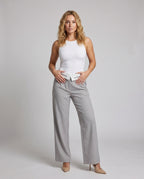 Women's elegant cropped trousers with stylish pleat design - front view