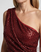 One Shoulder Maxi Dress Sequins Women - detail close-up