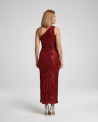 One Shoulder Maxi Dress Sequins Women - back view