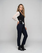 Women Elegant Vest with Blouse Sleeves and Deep V-Neck All Fashion - front view