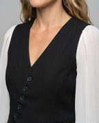 Women Elegant Vest with Blouse Sleeves and Deep V-Neck All Fashion - detail close-up