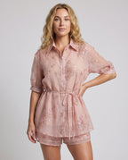 Ladies Elegant Blouse Dress with Delicate Embroideries and Matching Skirt All Fashion - upper body view