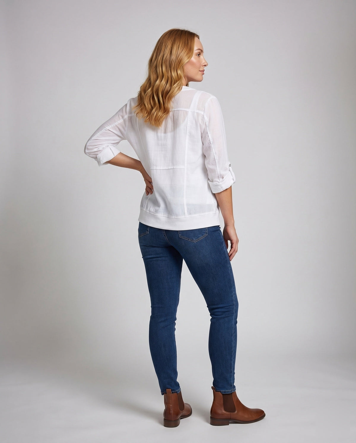 Women’s lightweight and elegant blouse jacket with practical snap buttons All Fashion - back view