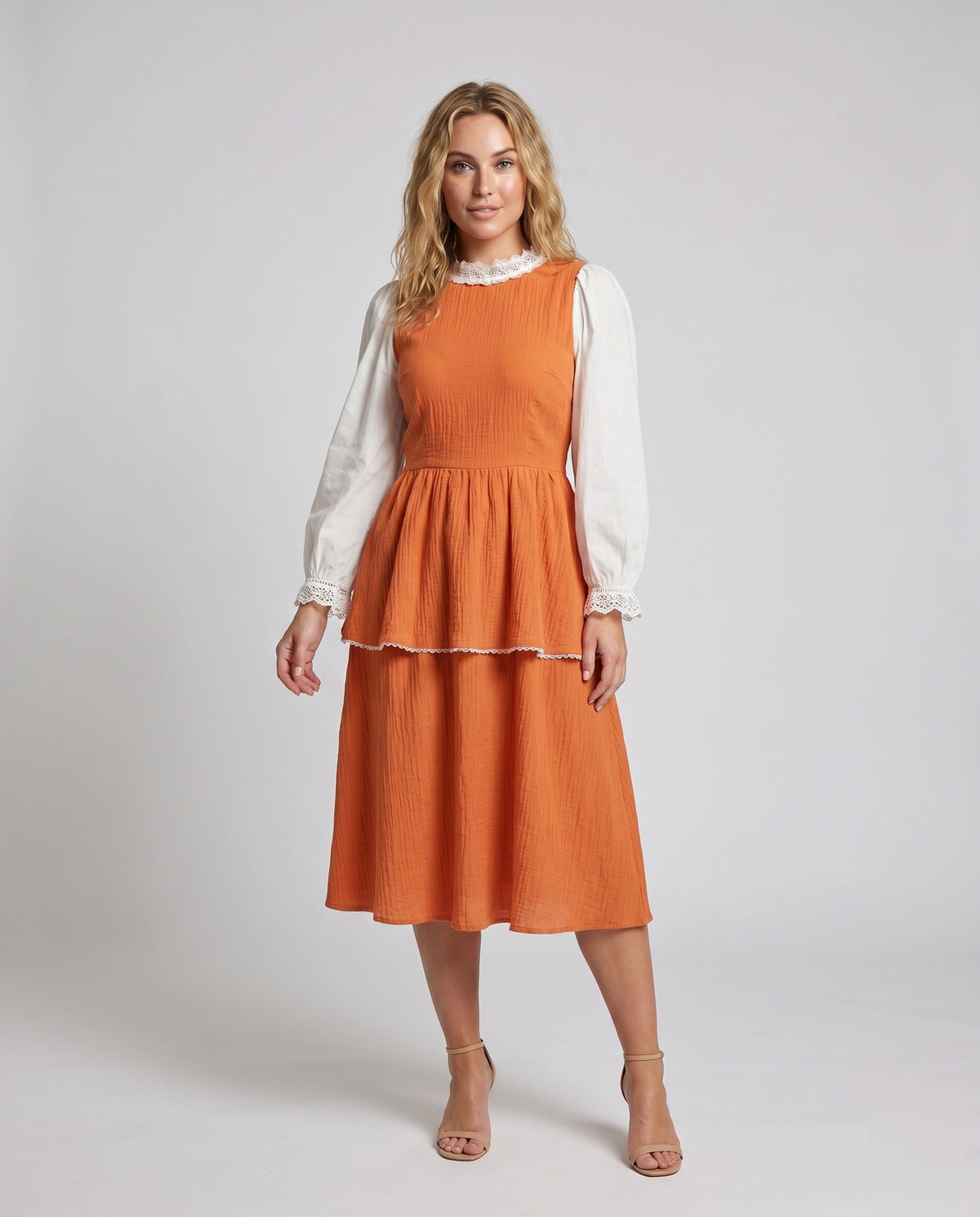 Women's Playful Blouse Dress with Ruffle Details All Fashion - front view
