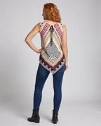 Women's asymmetrical blouse top with creative patterns All Fashion - back view