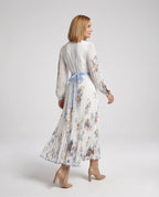 Maxi dress summer women chiffon pleated - back view