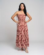Women’s maxi dress with elegant floral pattern and tailored fit - front view