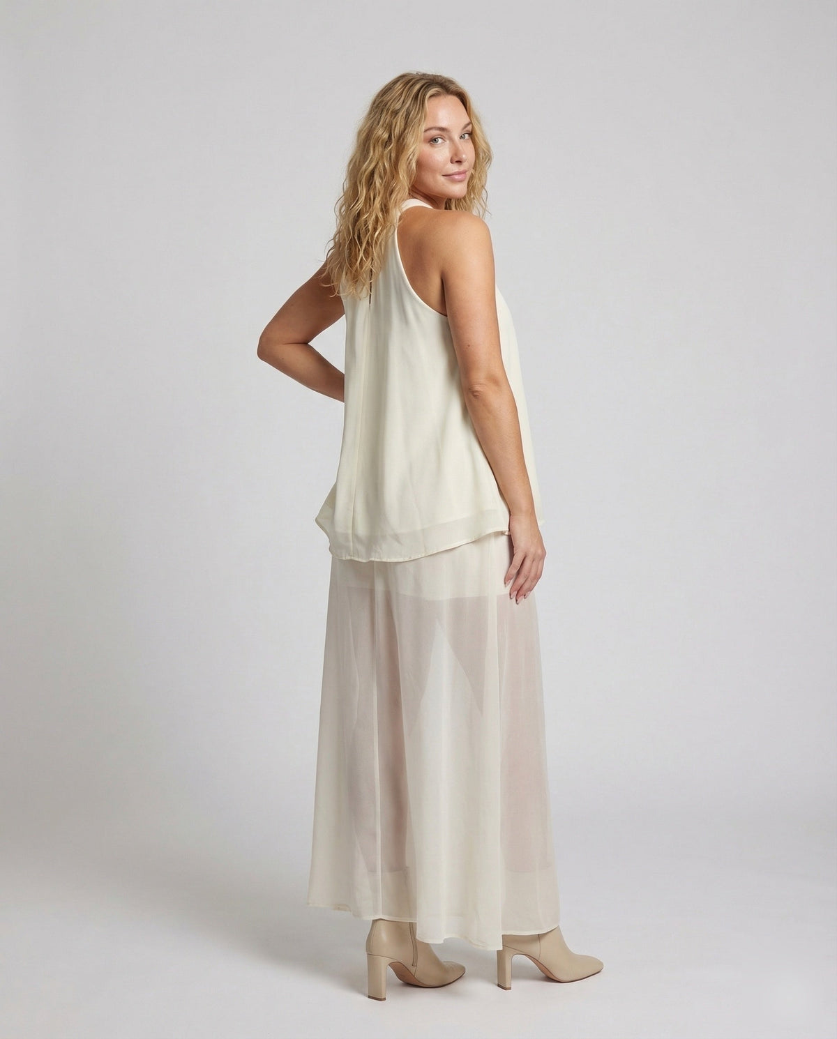 Ladies Chiffon Two-Piece with Palazzo Pants - back view