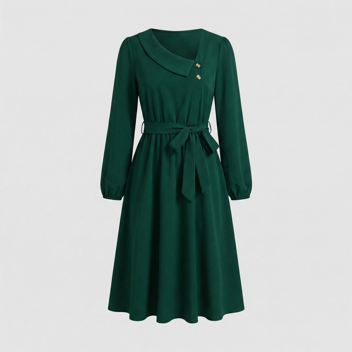 Women's midi dress with fitted cut and button details - product shot