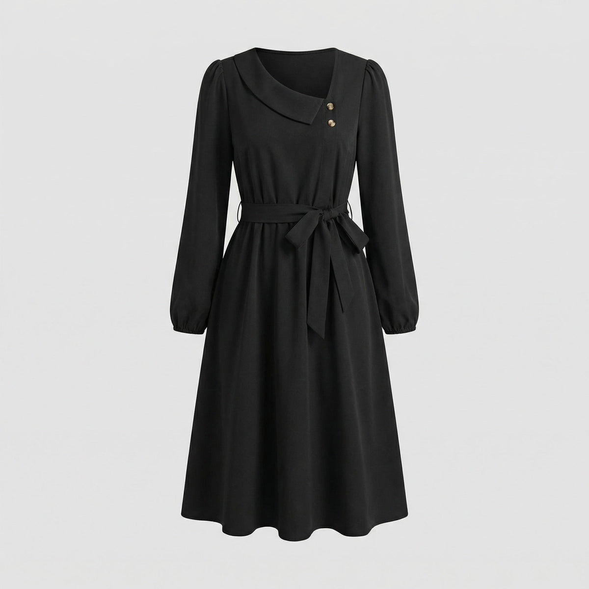 Women's midi dress with fitted cut and button details - product shot
