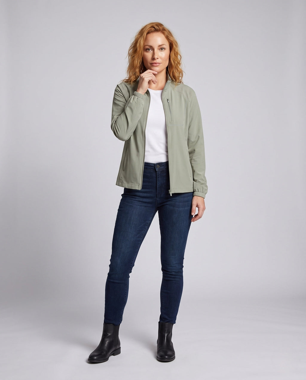 Ladies sporty training jacket with reflective details All Fashion - front view