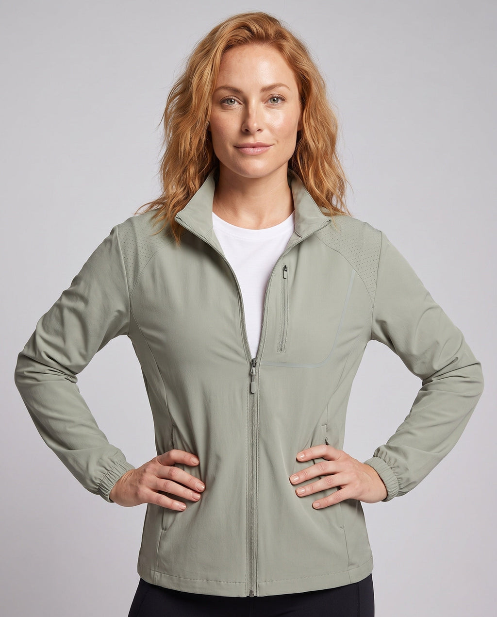 Ladies sporty training jacket with reflective details All Fashion - upper body view