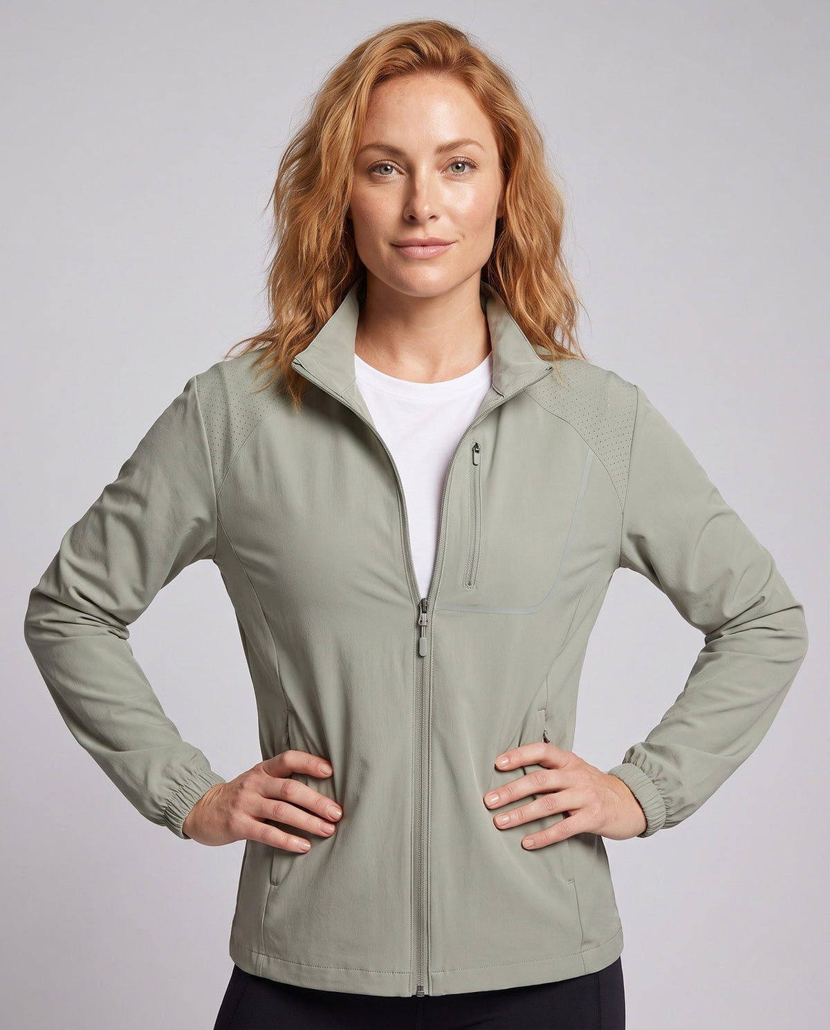 Ladies sporty training jacket with reflective details All Fashion - upper body view