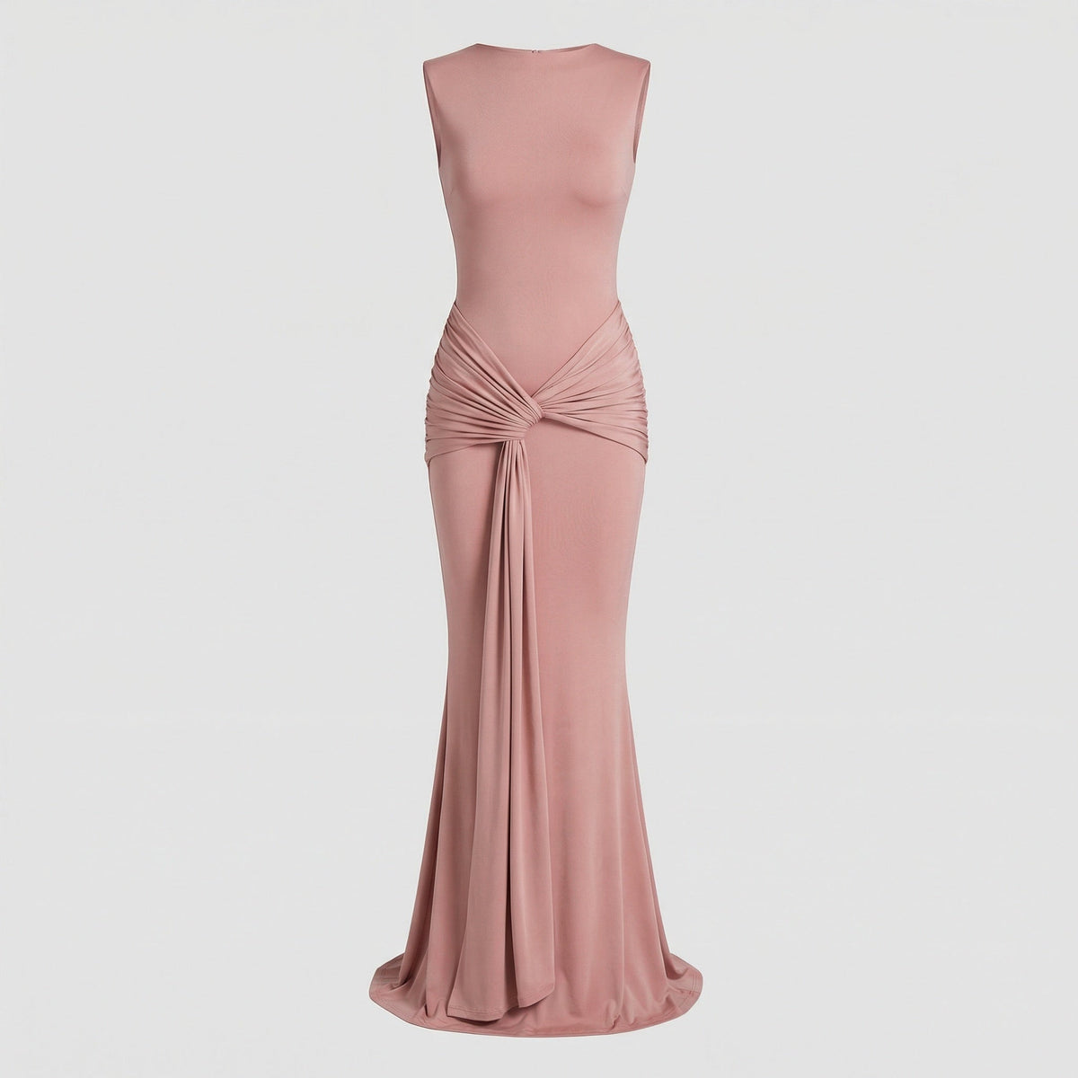 Ladies Elegant Wrap Maxi Dress with High Slit and Sophisticated Draping - product shot