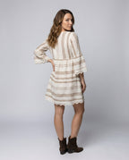Ladies Summer Tunic Dress with V-Neck and Lace Trim - back view