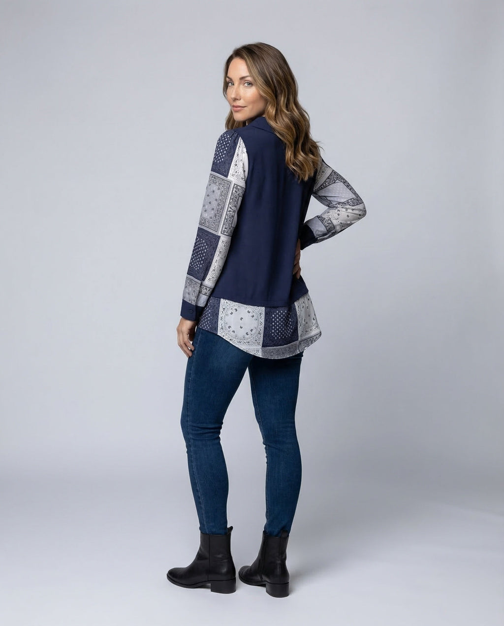 Women Blouse Top Layered Look - back view
