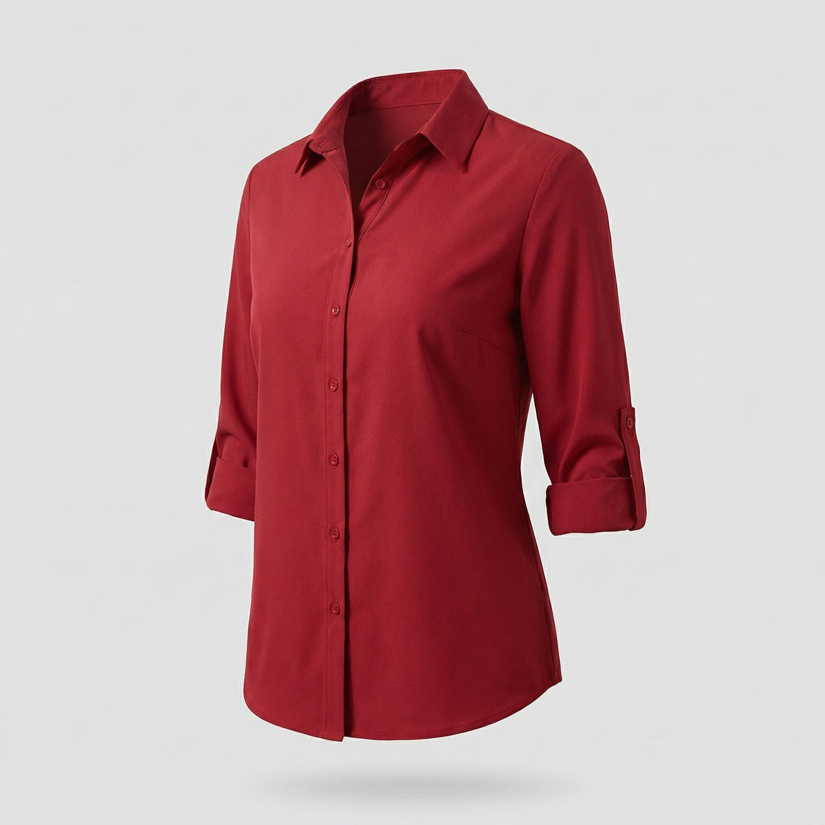 Women's blouse top with floral lace yoke and box pleats. - product shot