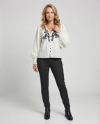 Women's Blouse Top Oversize Embroidered - front view
