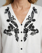 Women's Blouse Top Oversize Embroidered - detail close-up