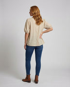 Women's Casual Henley Blouse Shirt - back view