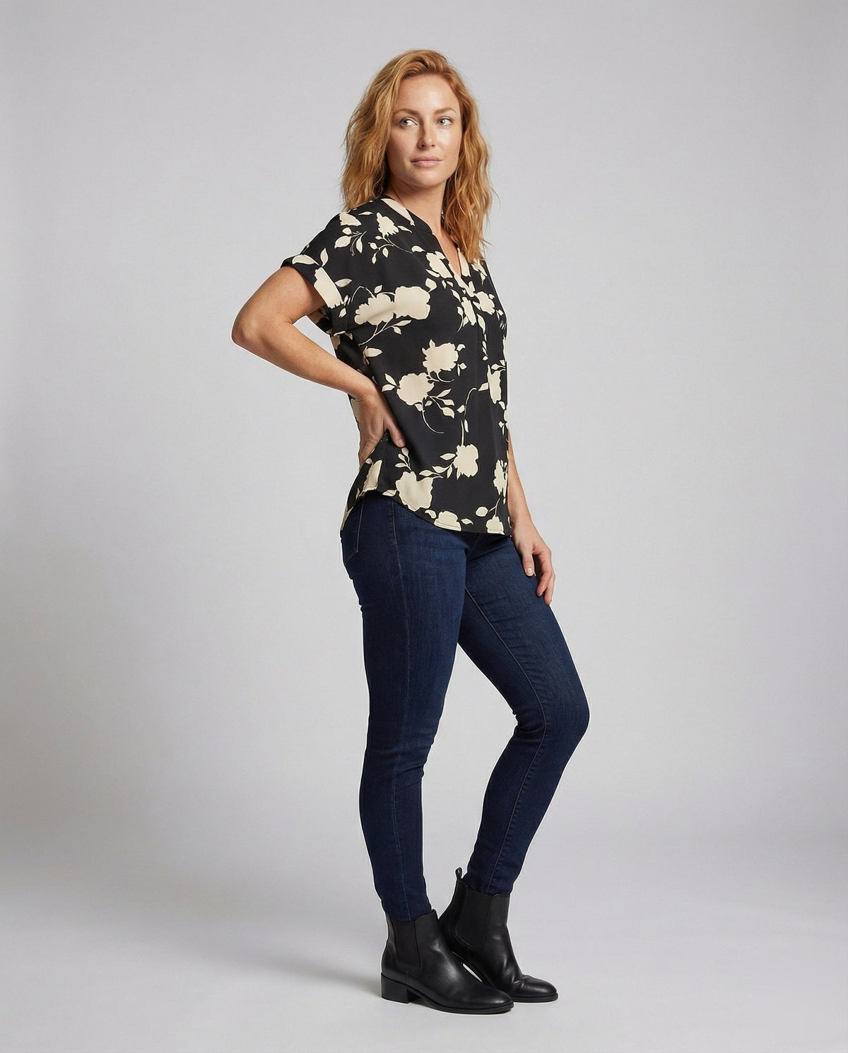 Women's Floral Oversized Blouse Shirt - front view